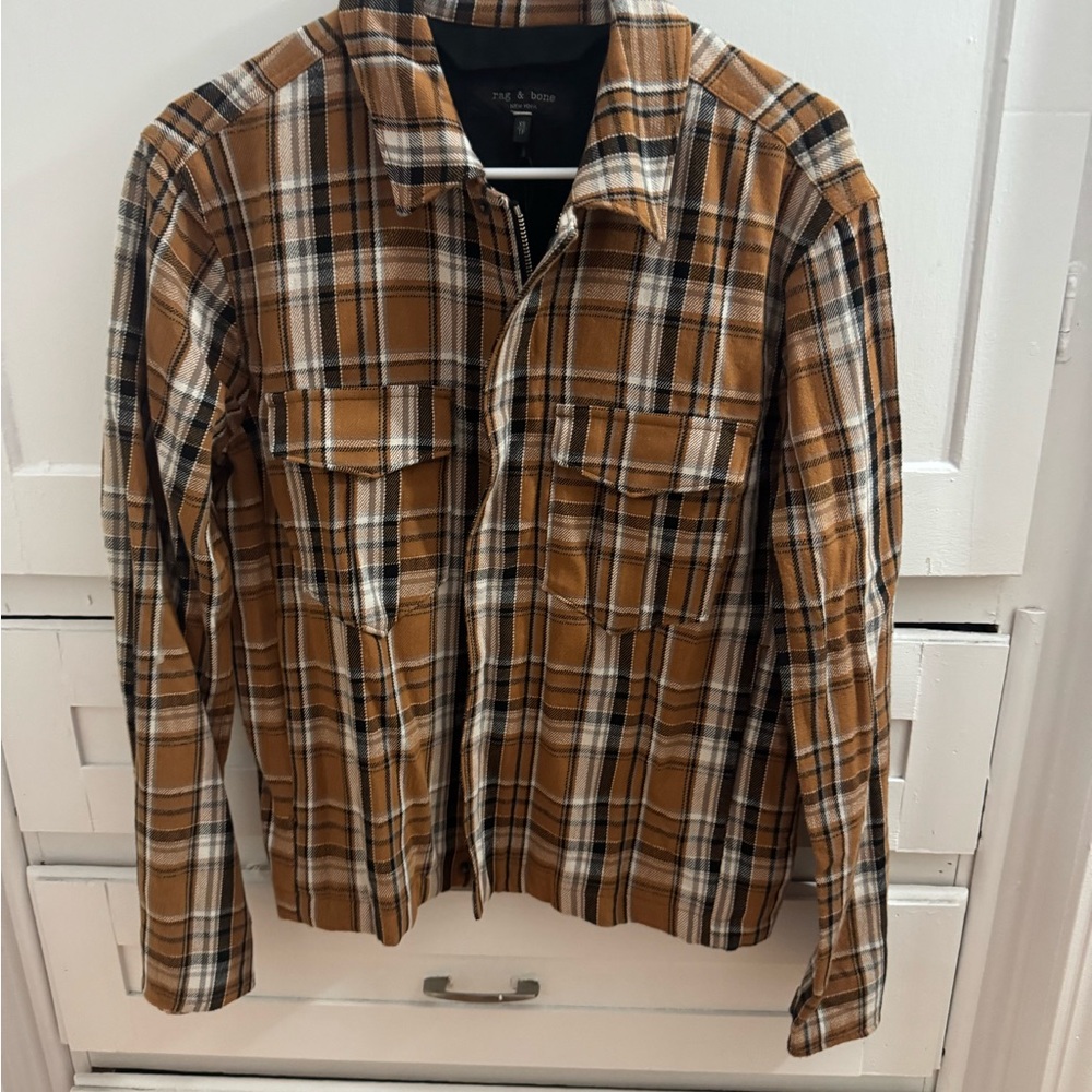 Rag & Bone Tan and Black Plaid Shirt